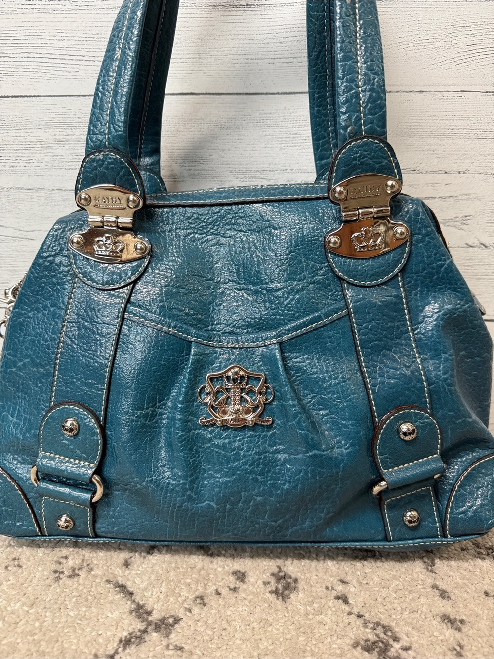 NWOT Kathy Van Zeeland Teal Satchel Handbag